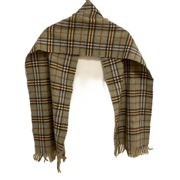 Auth Burberry - Khaki Dark Brown Multi Cashmere Wool Scarf